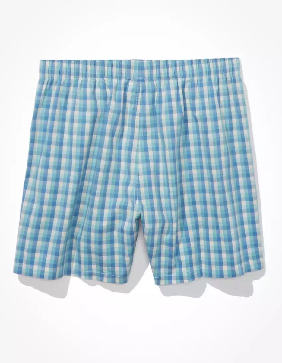 Shorts De Bain American Eagle AEO Plaid Stretch Pocket Turquoise Homme | NNR-60702238